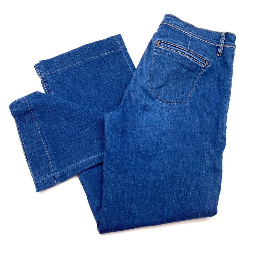 Loft Wide Leg Trouser Women's size 10P Dark Wash Blue Denim Jeans